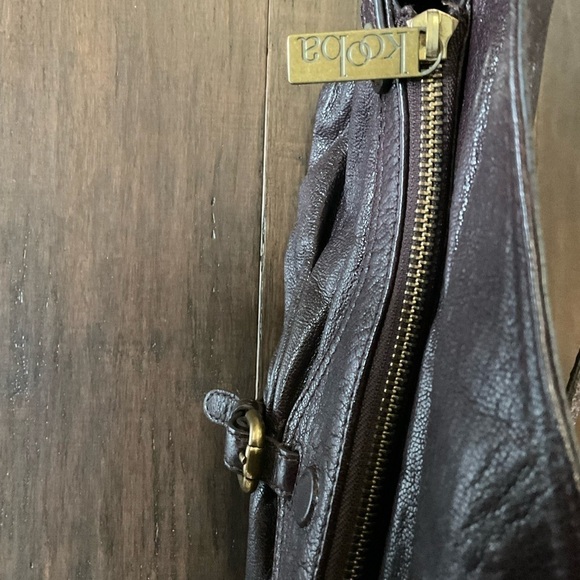 KOOBA Double Buckles Accents Dark Purple Leather Small Shoulder Bag - Picture 6 of 8